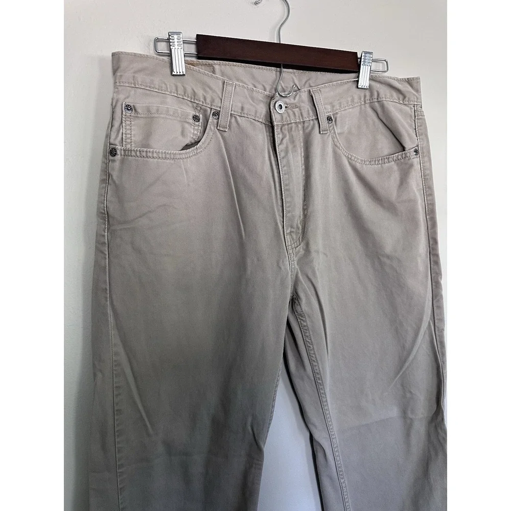 Levis Mens 505 Jeans Size 34x29 Khaki Straight Casual Denim Stretch Classic Tan